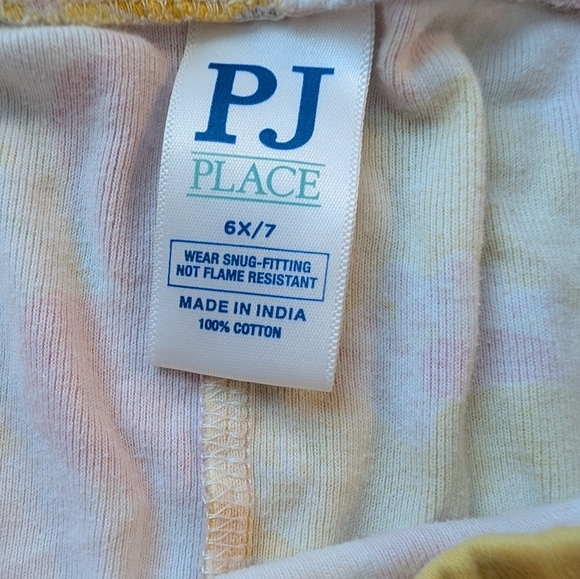 PJ Place By Children's Place Girls Floral Pajama Set Pink and Yellow Size 6-7 - Picture 6 of 7